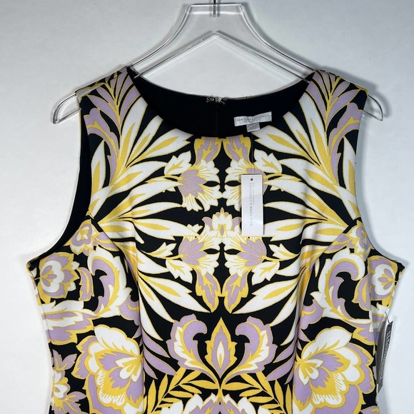 NEW! New York & Co Art Deco Floral Sheath Dress XL Purple Gold Sleeveless $70 - Picture 3 of 6